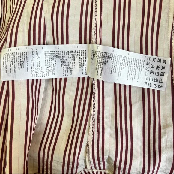 Sandro Red and White Pinstripe Structural Blouse - Picture 9 of 16